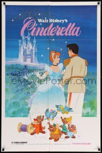 2t217 CINDERELLA 1sh R81 Walt Disney classic romantic cartoon, image of prince & mice!