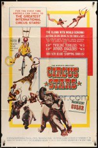 2t218 CIRCUS STARS 1sh '60 cool Russian traveling circus artwork with bears, tiger & elephant!