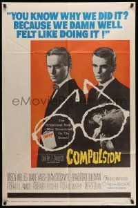 2t236 COMPULSION 1sh '59 crazy Dean Stockwell & Bradford Dillman try to commit the perfect murder!