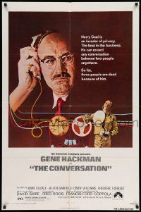 2t238 CONVERSATION 1sh '74 art of Gene Hackman by Bernard D'Andrea, Francis Ford Coppola directed!