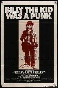 2t284 DIRTY LITTLE BILLY 1sh '72 cool art of Michael J. Pollard as Billy the Kid!