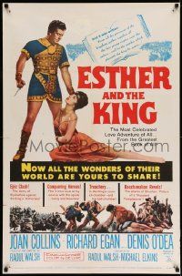 2t321 ESTHER & THE KING 1sh '60 Mario Bava, artwork of sexy Joan Collins & Richard Egan embracing!