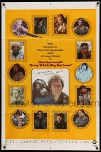 2t323 EVERY WHICH WAY BUT LOOSE teaser 1sh '78 Clint Eastwood & Clyde the orangutan, lots of photos!