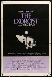 2t327 EXORCIST 1sh '74 by Linda Blair with great inscription, William Friedkin horror classic