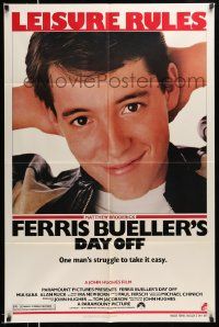 2t341 FERRIS BUELLER'S DAY OFF 1sh '86 c/u of Matthew Broderick in John Hughes teen classic!