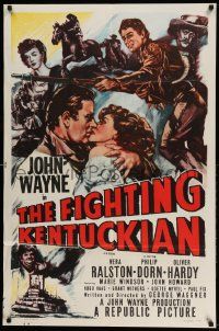 2t346 FIGHTING KENTUCKIAN 1sh R55 rougher, tougher & more romantic John Wayne + Oliver Hardy!