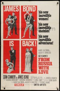 2t374 FROM RUSSIA WITH LOVE style B 1sh '64 Sean Connery as Ian Fleming's James Bond 007 is back!
