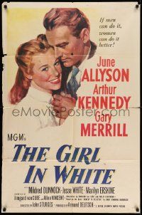 2t391 GIRL IN WHITE 1sh '52 art of pretty female doctor June Allyson & Arthur Kennedy!