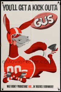 2t417 GUS teaser 1sh '76 Walt Disney, Don Knotts & Tim Conway, football playing mule!