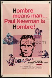 2t440 HOMBRE 1sh '66 Paul Newman, Fredric March, Richard Boone, ultra rare style!