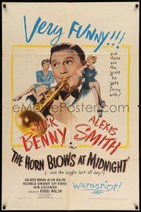 2t442 HORN BLOWS AT MIDNIGHT 1sh '45 angel Jack Benny is playing a trumpet to end the world!