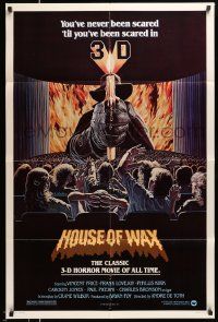 2t448 HOUSE OF WAX 1sh R81 3-D, Vincent Price, Charles Bronson, monster & sexy girl!