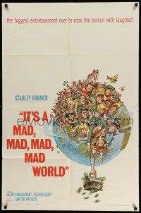 2t475 IT'S A MAD, MAD, MAD, MAD WORLD style A pictorial 1sh '64 art of cast on Earth by Jack Davis!
