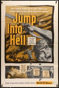 2t490 JUMP INTO HELL 1sh '55 Indochina war, David Butler directed, Jacques Sernas!