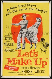 2t535 LET'S MAKE UP 1sh '56 great image of Errol Flynn dancing with Anna Neagle!