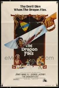 2t575 MAN FROM HONG KONG style B 1sh '75 The Dragon Flies, George Lazenby, great kung-fu action art