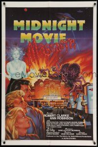 2t609 MIDNIGHT MOVIE MASSACRE 1sh '88 wacky sci-fi monster artwork by Joel Andrews!