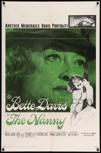 2t640 NANNY 1sh '65 creepy close up portrait of Bette Davis, Hammer horror!