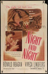 2t651 NIGHT UNTO NIGHT 1sh '49 Ronald Reagan & Viveca Lindfors couldn't hide their secret!