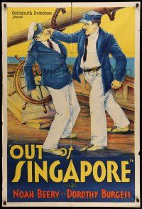 2t670 OUT OF SINGAPORE 1sh '32 art of sailor/smuggler Noah Beery, who poisons the ship captain!
