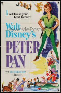 2t693 PETER PAN 1sh R76 Walt Disney animated cartoon fantasy classic, great full-length art!