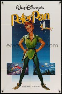 2t694 PETER PAN 1sh R82 Walt Disney animated cartoon fantasy classic, great full-length art!
