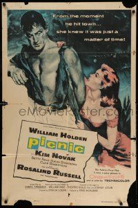 2t698 PICNIC int'l 1sh '56 great art of barechested William Holden & sexy long-haired Kim Novak!