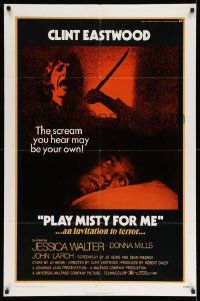 2t706 PLAY MISTY FOR ME 1sh '71 classic Clint Eastwood, Jessica Walter, invitation to terror!
