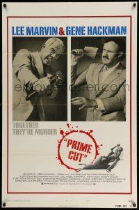 2t718 PRIME CUT style B 1sh '72 Lee Marvin w/machine gun, Gene Hackman w/cleaver!