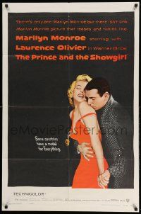 2t719 PRINCE & THE SHOWGIRL 1sh '57 Laurence Olivier nuzzles sexy Marilyn Monroe's shoulder!