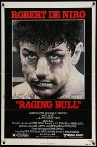 2t735 RAGING BULL 1sh '80 Martin Scorsese, Kunio Hagio art of boxer Robert De Niro!