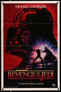 2t749 RETURN OF THE JEDI dated teaser 1sh '83 George Lucas' Revenge of the Jedi, Drew art!