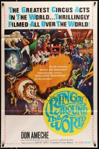2t759 RINGS AROUND THE WORLD 1sh '66 Don Ameche, art of the greatest circus acts in the world!