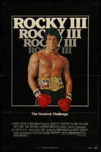2t778 ROCKY III 1sh '82 boxer & director Sylvester Stallone w/gloves & belt, Mr. T!