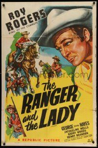 2t783 ROY ROGERS 1sh '48 western art of the star & Trigger, The Ranger and the Lady!
