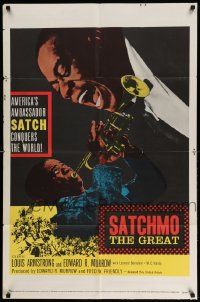 2t797 SATCHMO THE GREAT 1sh '57 wonderful image of Louis Armstrong playing his trumpet & singing!