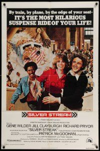 2t828 SILVER STREAK style A 1sh '76 art of Gene Wilder, Richard Pryor & Jill Clayburgh by Gross!