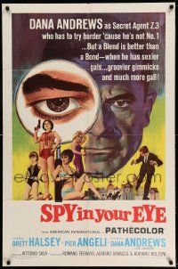 2t864 SPY IN YOUR EYE 1sh '66 Dana Andrews has sexier gals and groovier gimmicks, cool art!