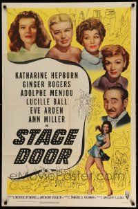 2t866 STAGE DOOR style A 1sh R53 Katharine Hepburn, Ginger Rogers, Adolphe Menjou!