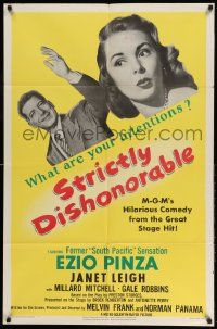 2t885 STRICTLY DISHONORABLE 1sh '51 what are Ezio Pinza's intentions toward Janet Leigh?
