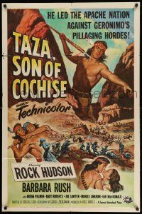 2t900 TAZA SON OF COCHISE 2D 1sh '54 Brown art of Native American Rock Hudson, Douglas Sirk!