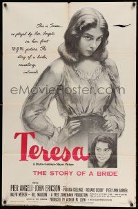 2t904 TERESA 1sh '51 young sexy Pier Angeli, story of a bride, directed by Fred Zinnemann!