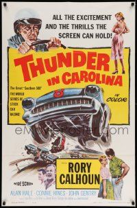 2t917 THUNDER IN CAROLINA 1sh '60 Rory Calhoun, artwork of the World Series of stock car racing!