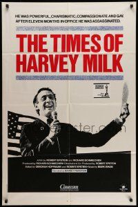 2t923 TIMES OF HARVEY MILK 1sh '84 he was powerful, charismatic, compassionate, gay & assassinated