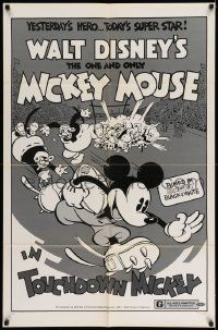 2t934 TOUCHDOWN MICKEY 1sh R74 Walt Disney, great cartoon art of Mickey Mouse playing football!
