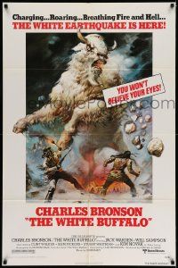 2t970 WHITE BUFFALO 1sh '77 Charles Bronson, great Boris Vallejo action art of giant buffalo!