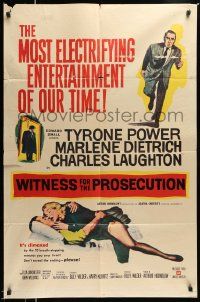 2t980 WITNESS FOR THE PROSECUTION 1sh '58 Billy Wilder, Tyrone Power, Marlene Dietrich, Laughton