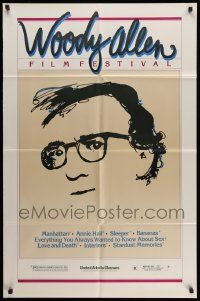 2t981 WOODY ALLEN FILM FESTIVAL 1sh '81 cool headshot artwork of the director, his eight best!