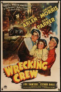 2t984 WRECKING CREW style A 1sh '42 Richard Arlen & Chester Morris will wreck anything!