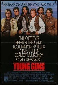 2t991 YOUNG GUNS int'l 1sh '88 Emilio Estevez, Charlie Sheen, Sutherland, Lou Diamond Phillips!